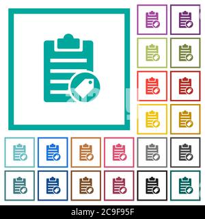 Remarque : marquage des icônes de couleur plate avec des cadres quadrants sur fond blanc Illustration de Vecteur