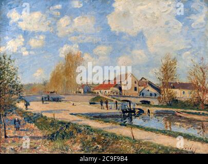 Alfred Sisley (1839-1899). Peintre impressionniste français. L'écluse de Bourgogne à Moret, 1882. Galerie nationale. Prague. République tchèque. Banque D'Images