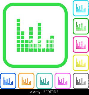 Barres de son icônes plates aux couleurs vives dans les bordures incurvées sur fond blanc Illustration de Vecteur