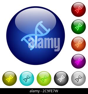 Icônes de molécules d'ADN sur des boutons ronds en verre Illustration de Vecteur