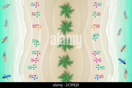 vue de dessus paysage de la plage en journée Illustration de Vecteur