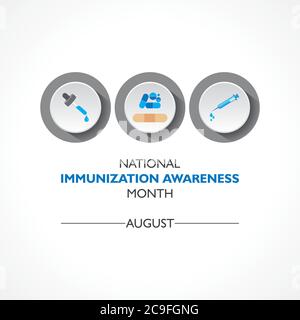 Illustration vectorielle mois national de sensibilisation à la vaccination observé en août Illustration de Vecteur