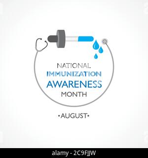 Illustration vectorielle mois national de sensibilisation à la vaccination observé en août Illustration de Vecteur