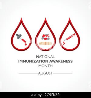 Illustration vectorielle mois national de sensibilisation à la vaccination observé en août Illustration de Vecteur