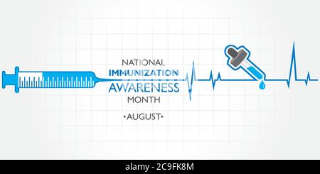 Illustration vectorielle mois national de sensibilisation à la vaccination observé en août Illustration de Vecteur