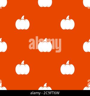 Motif sans couture avec silhouettes de citrouille blanches. Ornement gourde orange. Papier peint Halloween isolé sur rouge. Illustration vectorielle. Clip de récolte d'automne Illustration de Vecteur