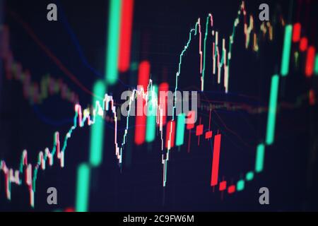 Analyse de données à partir de graphiques et de graphiques pour trouver le résultat dans le marché de négociation. Kit de travail pour l'analyse des statistiques financières et l'analyse d'un marché d Banque D'Images