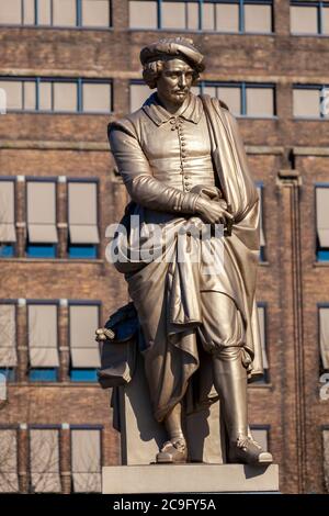 Statue de Rembrandt, Rembrandtplein, Amsterdam, pays-Bas, Banque D'Images