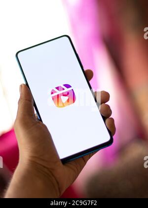 Assam, inde - 9 juillet 2020 : rouleaux Instagram pour faire de courtes vidéos. Banque D'Images
