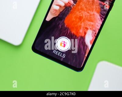 Assam, inde - 9 juillet 2020 : rouleaux Instagram pour faire de courtes vidéos. Banque D'Images