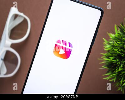 Assam, inde - 9 juillet 2020 : rouleaux Instagram pour faire de courtes vidéos. Banque D'Images