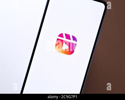Assam, inde - 9 juillet 2020 : rouleaux Instagram pour faire de courtes vidéos. Banque D'Images