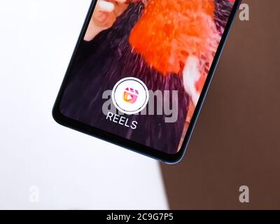 Assam, inde - 9 juillet 2020 : rouleaux Instagram pour faire de courtes vidéos. Banque D'Images