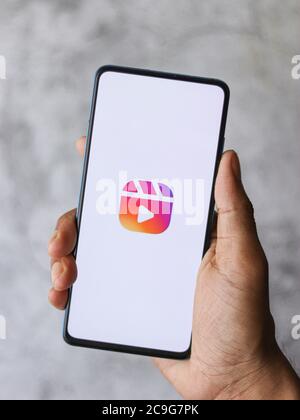 Assam, inde - 9 juillet 2020 : rouleaux Instagram pour faire de courtes vidéos. Banque D'Images