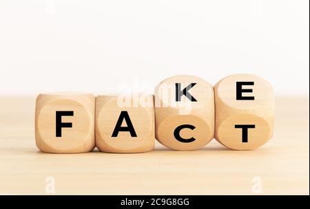 Fait ou faux concept. Blocs de bois avec texte. Copier l'espace Banque D'Images