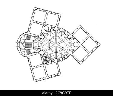 Jan Santini Aichel - Plan de terrain de Chlumec nad Cidlinou. Banque D'Images