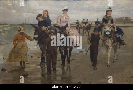 Jan Verhas (1834-1896) - Ezelrit op het Strand (1884) - Banque D'Images