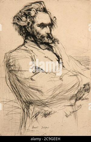 James McNeill Whistler (1834-1903), Drouet, sculpteur, 1859. Gravure. Banque D'Images