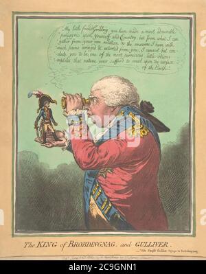 James Gillray le roi de Brobdingnag et Gulliver.–Vide. SWIFT's Gulliver- Voyage à Brobdingnag Banque D'Images