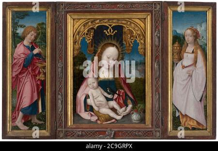 Jan Provoost - Triptych avec la Vierge à l'enfant, John l'évangéliste et Mary Magdalene - 783 - Banque D'Images
