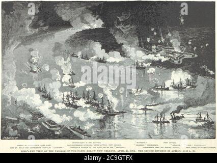 J.O. Davidson, Battle of forts Jackson et St. Philip. Banque D'Images