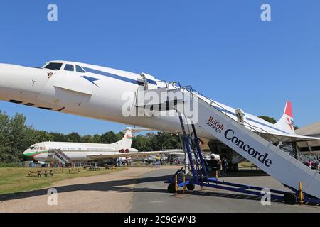 Concorde G-BBDG, parc d'avions. Le Brooklands Museum rouvre après le confinement de Covid19, le 1er août 2020. Weybridge, Surrey, Angleterre, Grande-Bretagne, Royaume-Uni, Europe Banque D'Images