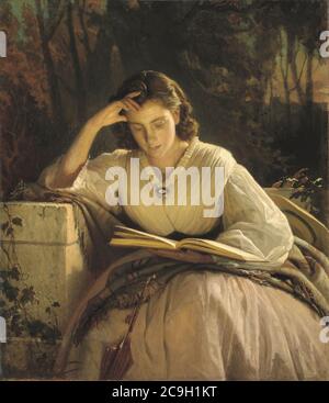 Ivan Kramskoy - Femme de lecture (portrait de la femme de l'artiste). Banque D'Images