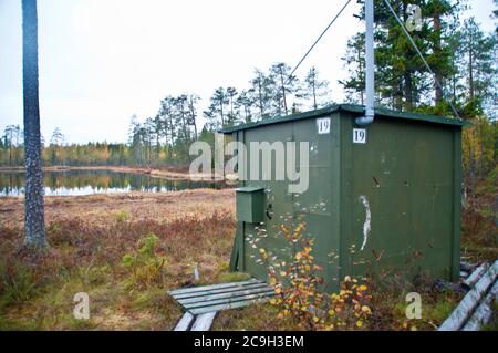 Une cabine de randonnée dans la région de Kainuu, en Finlande Banque D'Images