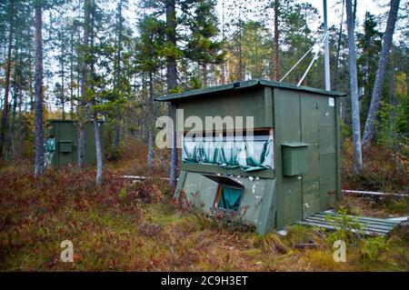 Une cabine de randonnée dans la région de Kainuu, en Finlande Banque D'Images