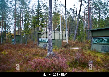 Une cabine de randonnée dans la région de Kainuu, en Finlande Banque D'Images