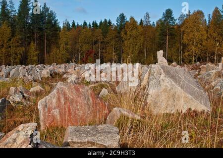 Le monument de la guerre d'hiver près de Suomussalmi, en Finlande. Banque D'Images