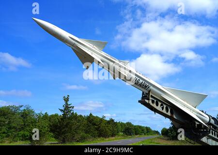 SANDY HOOK, NK –16 JUL 2020- vue des missiles Nike situés sur le terrain de fort Hancock, Gateway National Recreation Area, New Jersey, United Stat Banque D'Images