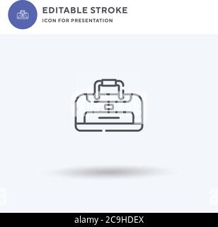 Vecteur d'icône de sac de sport, affiche plate remplie, pictogramme solide isolé sur blanc, illustration du logo. Icône de sac de sport pour la présentation. Illustration de Vecteur