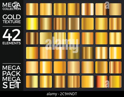Ensemble vectoriel de dégradés d'or, Collection de carrés d'or, Groupe de textures EPS 10 Illustration de Vecteur