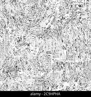 Sans couture nature craquelée ligne noir blanc texture. Arrière-plan à motif de fissures imparfait. Imprimé sur toute la surface en brisures organiques. Affligé Banque D'Images