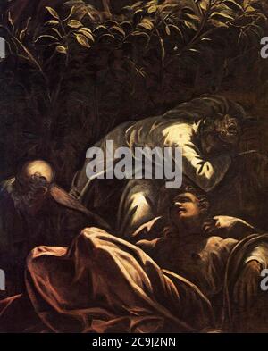 Jacopo Tintoretto - la prière dans le jardin (détail) Banque D'Images