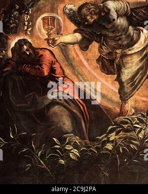 Jacopo Tintoretto - la prière dans le jardin (détail) Banque D'Images