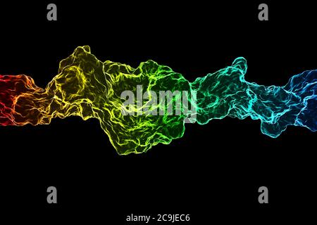 Illustration informatique des ondes abstraites de couleur arc-en-ciel. Banque D'Images