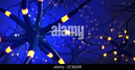 illustration 3d de la transmission des cellules nerveuses. Banque D'Images