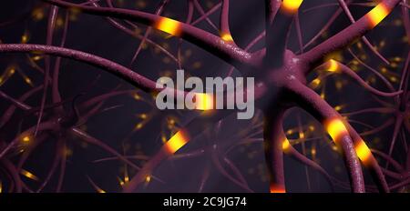 illustration 3d de la transmission des cellules nerveuses. Banque D'Images