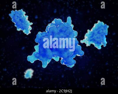 Interleukine 4 molécules de cytokine, illustration. L'interleukine 4 (il-4) est un régulateur clé du système immunitaire et joue un rôle important dans le develo Banque D'Images