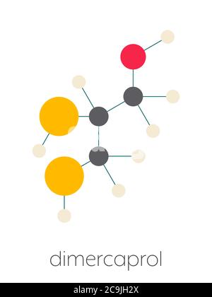 Dimercaprol (bal, British anti-lewisite) molécule antidote d'empoisonnement par le métal. Formule squelettique stylisée (structure chimique). Les atomes sont représentés par la couleur-c Banque D'Images