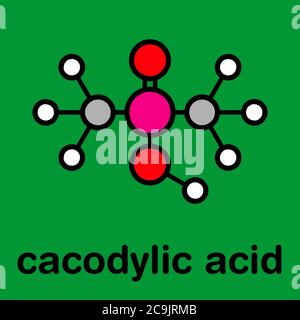 Molécule d'herbicide à l'acide cacodylique (Agent Blue). Composé organoarsenic hautement toxique. Formule squelettique stylisée (structure chimique). Les atomes sont représentés par un Banque D'Images