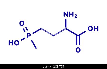 Molécule d'herbicide non sélectif de glufosinate (phosphinothricine). Des cultures transgéniques (OGM) résistantes au glufosinate ont été créées. Blue skele Banque D'Images