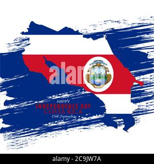 Illustration vectorielle du drapeau costaricain avec typographie. 15 septembre la République du Costa Rica Happy Independence Day Illustration de Vecteur