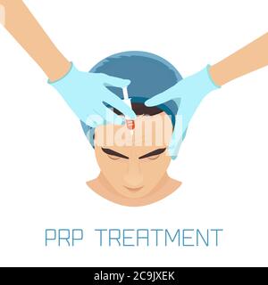 Traitement facial au plasma riche en plaquettes (PRP) pour les hommes, illustration. Banque D'Images