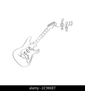 Vecteur d'icône de guitare, signe d'instrument de musique acoustique isolé sur fond blanc. Style plat tendance pour le design graphique, le logo, le site Web, les médias sociaux, Illustration de Vecteur