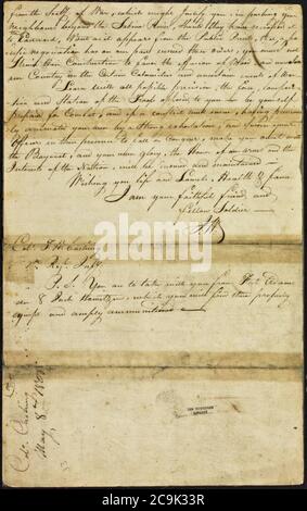 Lettre de James Wilkinson à Thomas H. Cushing, 1806 Banque D'Images