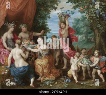 Jan Brueghel le plus jeune et Hendrick van Balen - UN Bacchanal avec Ceres, Bacchus et Vénus. Banque D'Images