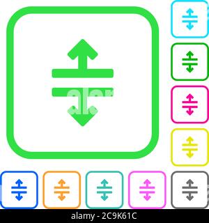 Icônes plates colorées et éclatantes de fractionnement horizontal sur fond blanc, avec bordures incurvées Illustration de Vecteur